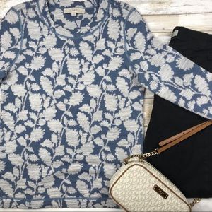 Ann Taylor Loft Blue & White Floral Sweater